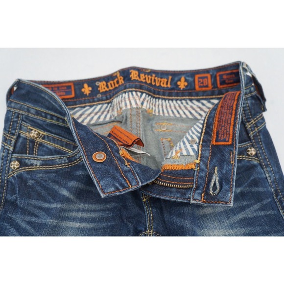 Rock Revival Womens Gwen Easy Boot Jeans Low Rise Flap Pocket 28x28 Dark Wash - Picture 4 of 6